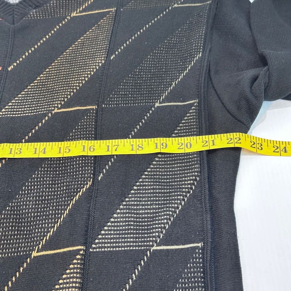 Vintage Tosani Canada Vintage V Neck Sweater Mens Medium Geometric Knit Cotton - Picture 4 of 6